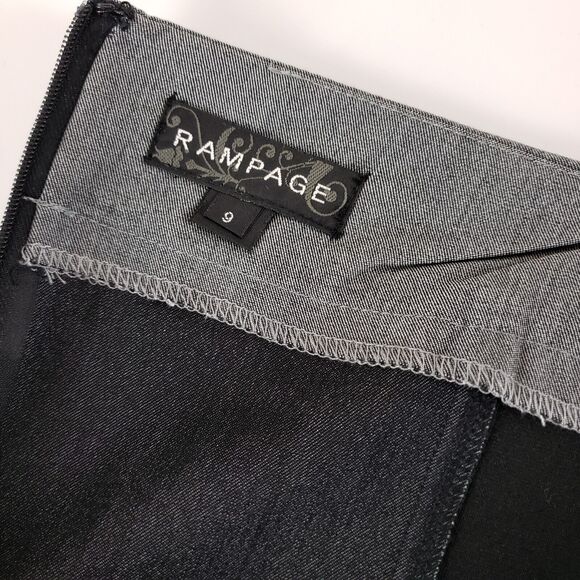Rampage Womens Juniors SIZE 9 Gray Black Colorblock Pencil Fitted Skirt Work - Picture 4 of 7